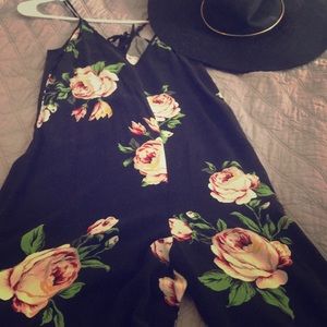 Black floral jumpsuit